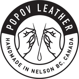 POPOV LEATHER HANDMADE IN NELSON BC, CANADA trademark
