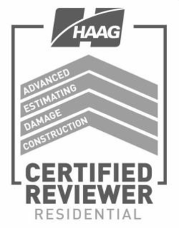 H HAAG CERTIFIED REVEIWER RESIDENTIAL ADVANCED ESTIMATING DAMAGE CONSTRUCTION trademark