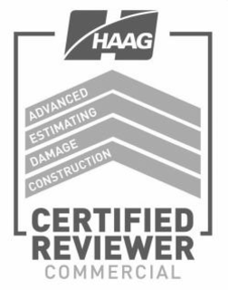 H HAAG CERTIFIED REVIEWER COMMERCIAL ADVANCED ESTIMATING DAMAGE CONSTRUCTION trademark