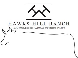 HH HAWKS HILL RANCH 100% FULL BLOOD NATURAL WYOMING WAGYU trademark