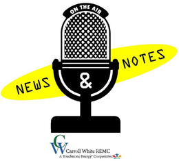 ON THE AIR NEWS & NOTES CW CARROLL WHITE REMC A TOUCHSTONE ENERGY COOPERATIVE trademark