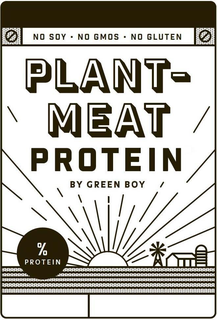 NO SOY NO GMOS NO GLUTEN PLANT-MEAT PROTEIN BY GREEN BOY % PROTEIN trademark