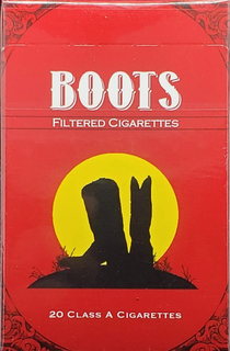 BOOTS FILTERED CIGARETTES 20 CLASS A CIGARETTES trademark