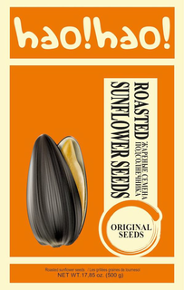 HAO!HAO! ROASTED SUNFLOWER SEEDS ORIGINAL SEEDS ROASTED SUNFLOWER SEEDS/ LES GRILLÉES GRAINS DE TOURNESOL NET WT. 17,85 OZ. 500G trademark