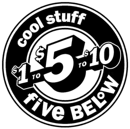 COOL STUFF $1 TO $5 TO $10 FIVE BELOW trademark