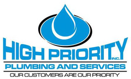 HIGH PRIORITY PLUMBING AND SERVICES INC. OUR CUSTOMERS ARE OUR PRIORITY trademark