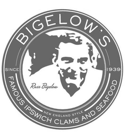 BIGELOW'S SINCE 1939 NEW ENGLAND STYLE FAMOUS IPSWICH CLAMS AND SEAFOOD RUSS BIGELOW trademark