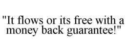 "IT FLOWS OR ITS FREE WITH A MONEY BACK GUARANTEE!" trademark