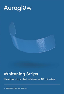 AURAGLOW WHITENING STRIPS FLEXIBLE STRIPS THAT WHITEN IN 30 MINUTES. 14 TREATMENTS (28 STRIPS) trademark