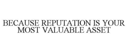 BECAUSE REPUTATION IS YOUR MOST VALUABLE ASSET trademark