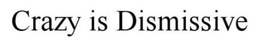 CRAZY IS DISMISSIVE trademark
