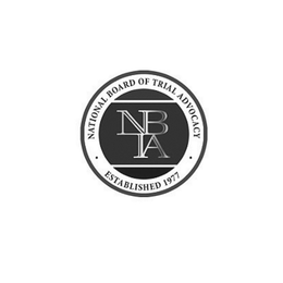NBTA NATIONAL BOARD OF TRIAL ADVOCACY ESTABLISHED 1977 trademark
