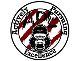 ACTIVELY PURSUING EXCELLENCE, APE, ROARING APE, FOUR STRIPE MARKS, TWO CIRCLES. trademark
