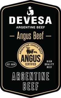 DEVESA ARGENTINE BEEF -ANGUS BEEF- EST. 5039 ARGENTINE ANGUS BEEF ANGUS CERTIFIED HIGH QUALITY BEEF ARGENTINE BEEF trademark