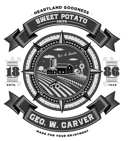 HEARTLAND GOODNESS SWEET POTATO CHIPS GEO. W. CARVER 18 86 ESTD. YEAR GEO. W. CARVER MADE FOR YOUR ENJOYMENT trademark