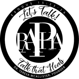 LET'S TALK! TALK THAT HEALS.RAPHADR. TERESA MCALLISTER, FOUNDEREXODUS 15:23-26 trademark