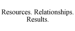 RESOURCES. RELATIONSHIPS. RESULTS. trademark