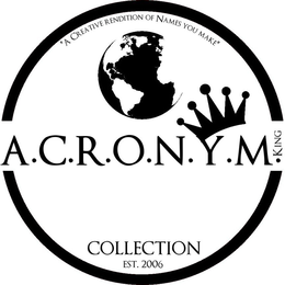 A.C.R.O.N.Y.M. KING (A CREATIVE RENDITION OF NAMES YOU MAKE) COLLECTION 2006 trademark