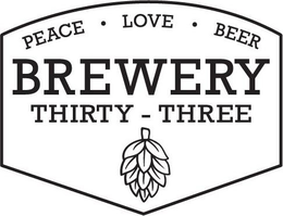PEACE LOVE BEER BREWERY THIRTY-THREE trademark