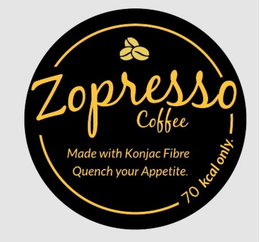 ZOPRESSO COFFEE MADE WITH KONJAC FIBRE QUENCH YOU APPETITE. 70 KCAL ONLY. trademark