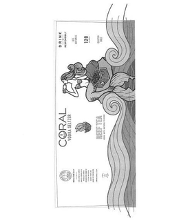 CORAL SPIRITS & COMPANY SEAS THE DAY CORAL SPIRITS & COMPANY DONATES A PORTION OF THE PROCEEDS TO VARIOUS ORGANIZATIONS COMMITTED TO OCEAN AND COASTAL CLEANUP EFFORTS AND MARINE LIFE CONSERVATION DRINKCORAL.COM FOUNDED IN TEXAS VODKA SELTZER REEF TEA VODKA WITH NATURAL FLAVORS ALL NATURAL 120 CALORIES GLUTEN FREE trademark
