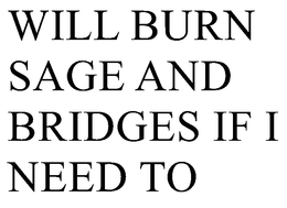 WILL BURN SAGE AND BRIDGES IF I NEED TO trademark