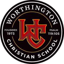 WC WORTHINGTON CHRISTIAN SCHOOL FOUNDED 1973 PSALM 119:105 trademark