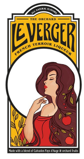 LE VERGER THE ORCHARD FRENCH TERROIR LIQUEUR ALL NATURAL FLAVORS MADE WITH A BLEND OF CALVADOS PAYS D'AUGE & ORCHARD FRUITS trademark