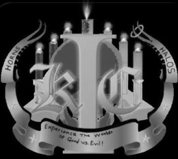 KIC EXPERIENCE THE WORLD OF GOOD V.S. EVIL! HORNS HALOS trademark