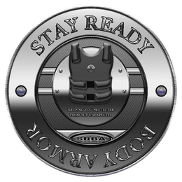 STAY READY BODY ARMOR KEEPING YOU PROTECTED FROM THE UNEXPECTED SRBA trademark
