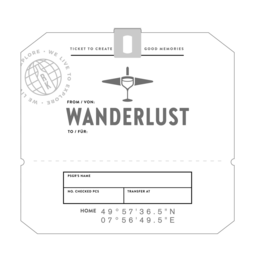 TICKET TO CREATE GOOD MEMORIES · WE LIVE TO EXPLORE · RK WANDERLUST trademark