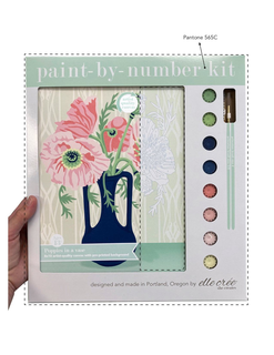 PAINT-BY-NUMBER KIT ARTIST QUALITY CANVAS AGES 13 POPPIES IN A VIE 8 X 10 ARTIST-QUALITY CANVAS WITH PRE-PRINTED BACKGROUND DESIGNED AND MADE IN PORTLAND, OREGON BY ELLE CRÉE trademark