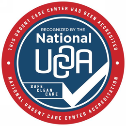 · THIS URGENT CARE CENTER HAS BEEN ACCREDITED · NATIONAL URGENT CARE CENTER ACCREDITATION RECOGNIZED BY THE NATIONAL UCCA SAFE CLEAN CARE trademark