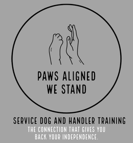 PAWS ALIGNED WE STAND SERVICE DOG AND HANDLER TRAINING THE CONNECTION THAT GIVES YOU BACK YOUR INDEPENDENCE. trademark