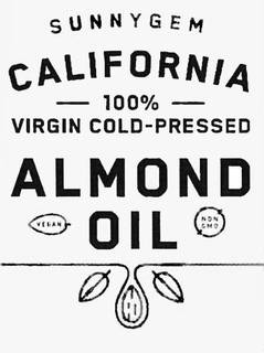 SUNNYGEM CALIFORNIA 100% VIRGIN COLD-PRESSED ALMOND OIL VEGAN NON-GMO trademark