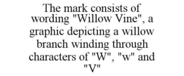 THE MARK CONSISTS OF WORDING "WILLOW VINE", A GRAPHIC DEPICTING A WILLOW BRANCH WINDING THROUGH CHARACTERS OF "W", "W" AND "V" trademark