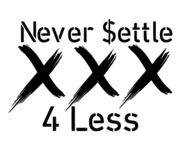 NEVER $ETTLE XXX 4 LESS trademark