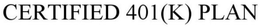 CERTIFIED 401(K) PLAN trademark