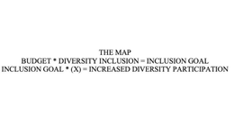 THE MAP BUDGET * DIVERSITY INCLUSION = INCLUSION GOAL INCLUSION GOAL * (X) = INCREASED DIVERSITY PARTICIPATION trademark