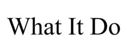 WHAT IT DO trademark