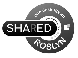 SHARED, ONE DESK FITS ALL, ROSLYN, POWERED BY SIMO trademark