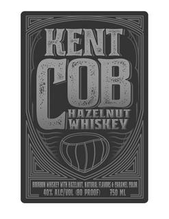 KENT COB HAZELNUT WHISKEY BOURBON WHISKEY WITH HAZELNUT, NATURAL FLAVORS & CARMEL COLOR 40% ALC/VOL (80 PROOF) 750 ML trademark