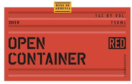 RED OPEN CONTAINER WINE OF ARMENIA 2019 14% BY VOL. 750 ML 4850086000700 trademark