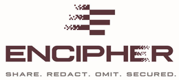 E ENCIPHER SHARE. REDACT. OMIT. SECURED. trademark