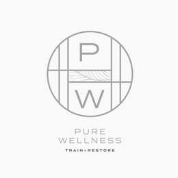 P W PURE WELLNESS TRAIN + RESTORE trademark