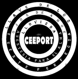 LLAVE DE LUZ FUENTE PERFECTA OJOS DE AMOR ANESTESIA PARA EL ALMA LLOVIZNA CEEPORT trademark