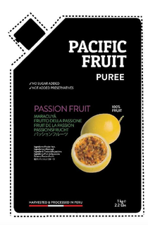 PACIFIC FRUIT PUREE NO SUGAR ADDED NOT ADDED PRESERVATIVES PASSION FRUIT 100% NATURAL MARACUYÁ FRUTTO DE LA PASSIONE FRUIT DE LA PASSION PASSIONFRUCHT INGREDIENTS: PASSION FRUIT INGREDIENTES: MARACUYÁ INGREDIENTI: FRUTTO DE LA PASSIONE INGREDIENTS: FRUIT DE LA PASSION ZUTATEN: PASSIONFRUCHT HARVESTED AND PROCESSED IN PERU 1KG 2.2 LBS trademark