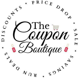 THE COUPON BOUTIQUE DISCOUNTS PRICE DROP SALE SAVINGS RUN DEALS trademark