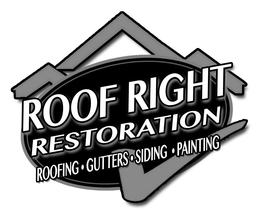 ROOF RIGHT RESTORATION ROOFING · GUTTERS · SIDING · PAINTING trademark