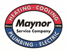 MAYNOR SERVICE COMPANY HEATING COOLING PLUMBING ELECTRICAL SINCE 1996 trademark